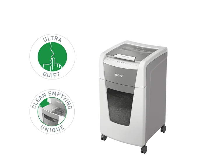 Leitz IQ Auto+ Office 300 P5 Destructora de Papel Automática para Oficina, 300 Hojas, Nivel de Seguridad P5, Blanca Leitz IQ Auto+ Office 300 P5 Destructora de Papel Automática para Oficina, 300 Hojas, Nivel de Seguridad P5, Blanca