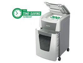 Leitz IQ Auto+ Office 300 P5 Destructora de Papel Automática para Oficina, 300 Hojas, Nivel de Seguridad P5, Blanca