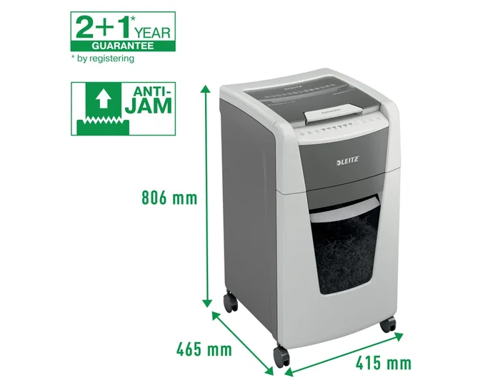 Leitz IQ Auto+ Office 300 P5 Destructora de Papel Automática para Oficina, 300 Hojas, Nivel de Seguridad P5, Blanca Leitz IQ Auto+ Office 300 P5 Destructora de Papel Automática para Oficina, 300 Hojas, Nivel de Seguridad P5, Blanca