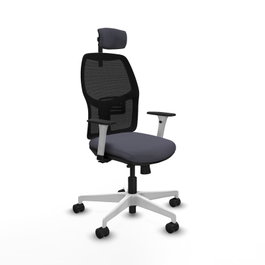 PIQUERAS Y CRESPO Silla Alfera con Brazos Blancos y Mecanismo Sincro/Traslack Gris/Blanco