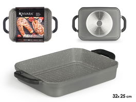 Kinvara Asador Gris Hondo 32x25 cm Aluminio Antiadherente Apto Inducción (Set de 6)