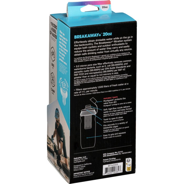 Hydrapak Breakaway+ Bidón de ciclismo con filtro 600ml Transparent