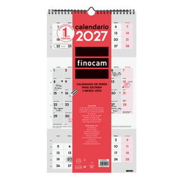 FINOCAM Calendario de Pared 2027 de 3 Meses con Vista para Escribir