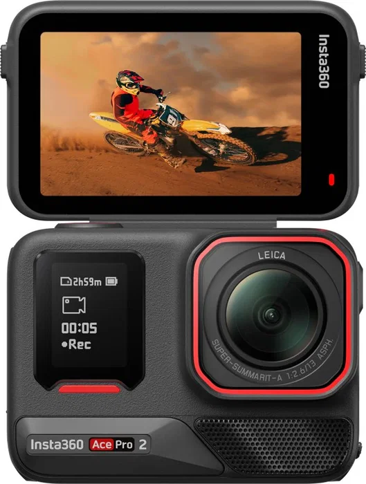 Insta360 Ace Pro 2 Cámara Deportiva 8K Negra con Pack de 2 Baterías, Ángulo de Visión 180º
