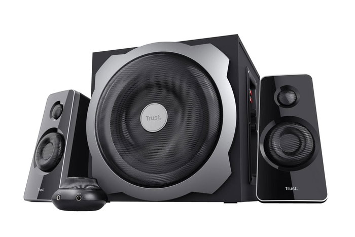 Trust Tytan 19019 - Altavoces 2.1 con Subwoofer de Madera, 120W Potencia Pico (60W RMS), Mando a Distancia Cableado, para PC, Laptop, TV, Música, Películas y Juegos Trust Tytan 19019 - Altavoces 2.1 con Subwoofer de Madera, 120W Potencia Pico (60W RMS), Mando a Distancia Cableado, para PC, Laptop, TV, Música, Películas y Juegos
