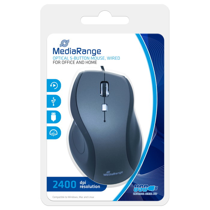 MediaRange MROS202 Ratón Óptico 5 Botones 2400 DPI