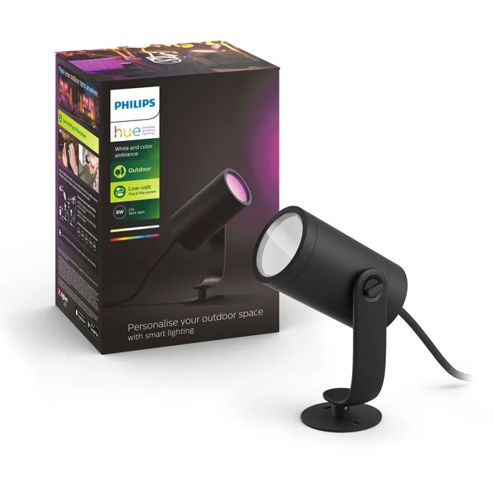 Philips Hue Kit extensión 1 spot Lily 8W, color Antracita, para luz decorativa