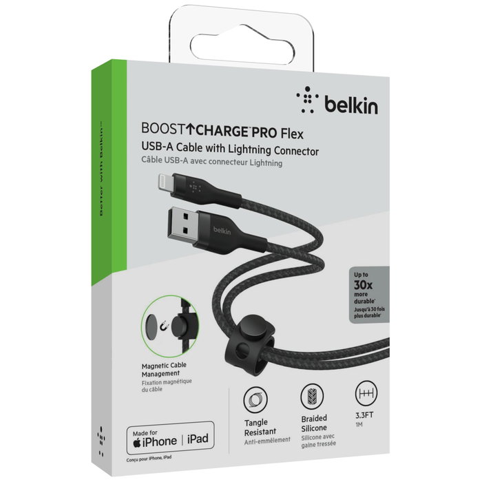 Belkin Cable Flex USB-A a Lightning de 1 m, Negro Belkin Cable Flex USB-A a Lightning de 1 m, Negro