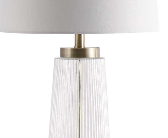 DKD Home Decor Lámpara de Mesa Moderna, Transparente y Blanco, Cristal y Algodón, E27, Dimensiones 40 x 78 x 40 cm