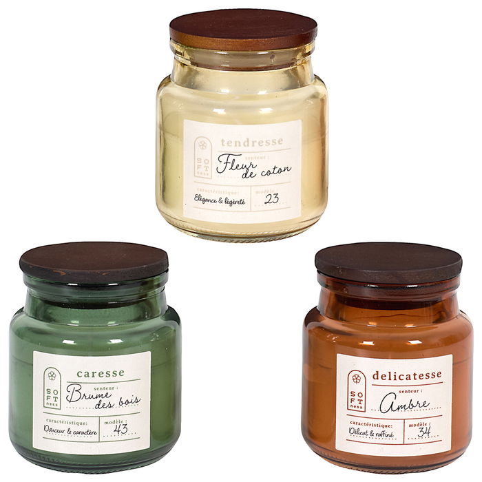 Home Deco Factory Vela Perfumada Tarro Cocooning Cera Parafina Vidrio Tapa Pino Altura 7 cm Diámetro 6 cm