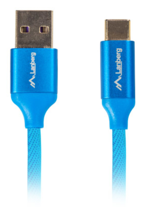Lanberg CA-USBO-22CU-0018-BL Cable USB 2.0 tipo C a tipo A, 1,8 m, Azul