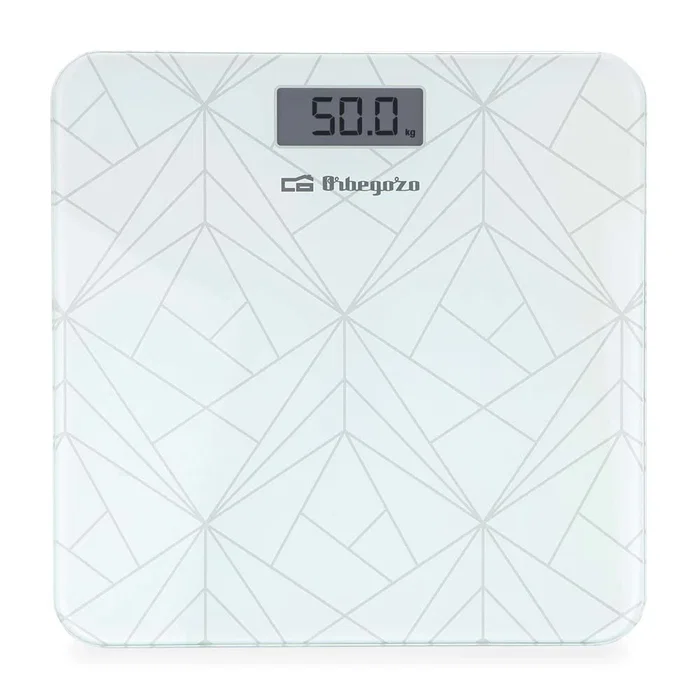 Orbegozo PB-2218 Báscula de Baño Electrónica con Pantalla LCD - 180 kg de Capacidad, Superficie de Cristal Templado, Encendido por Tacto, Color Blanco
