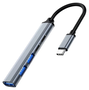 EWENT EW1149 Hub USB-C 5 en 1 con Power Delivery 100W, Gris y Plata
