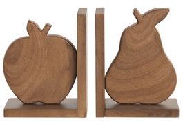 DKD Home Decor Sujetalibros Set de 2 MDF Fruta Marrón