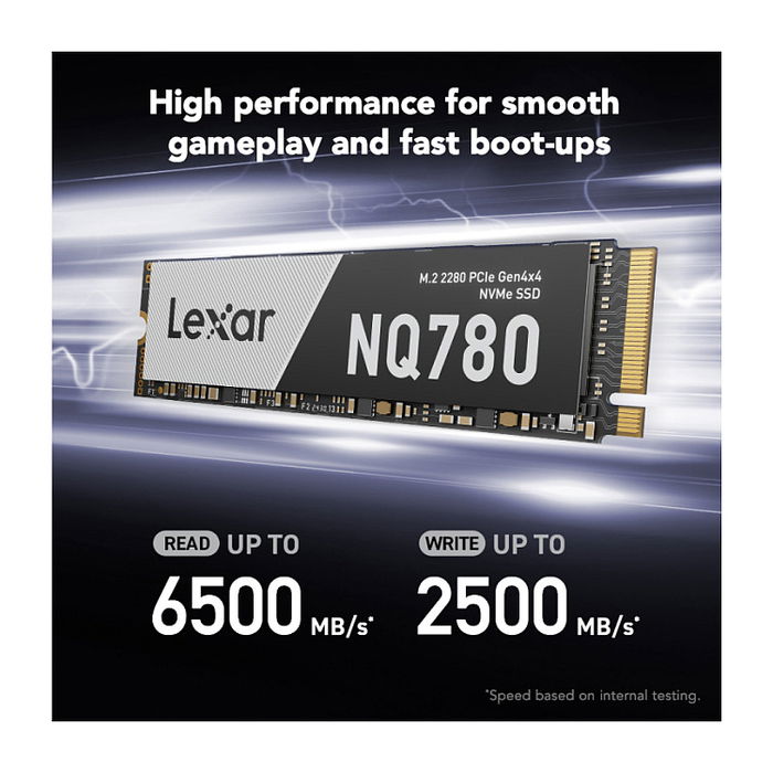 Lexar Media NM790 1TB M.2 NVMe PCIe Gen4 x4 SSD - Lectura 6000 MB/s, Escritura 2500 MB/s - 2280 Lexar Media NM790 1TB M.2 NVMe PCIe Gen4 x4 SSD - Lectura 6000 MB/s, Escritura 2500 MB/s - 2280