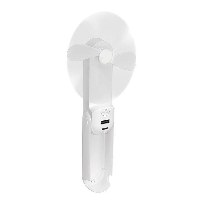 EDM Ventilador de Mano Plegable con Linterna, Powerbank, Soporte para Smartphone, Cargable USB-C, 3 Velocidades, Color Surtido