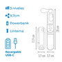 EDM Ventilador de Mano Plegable con Linterna, Powerbank, Soporte para Smartphone, Cargable USB-C, 3 Velocidades, Color Surtido