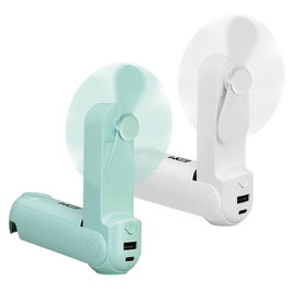 EDM Ventilador de Mano Plegable con Linterna, Powerbank, Soporte para Smartphone, Cargable USB-C, 3 Velocidades, Color Surtido