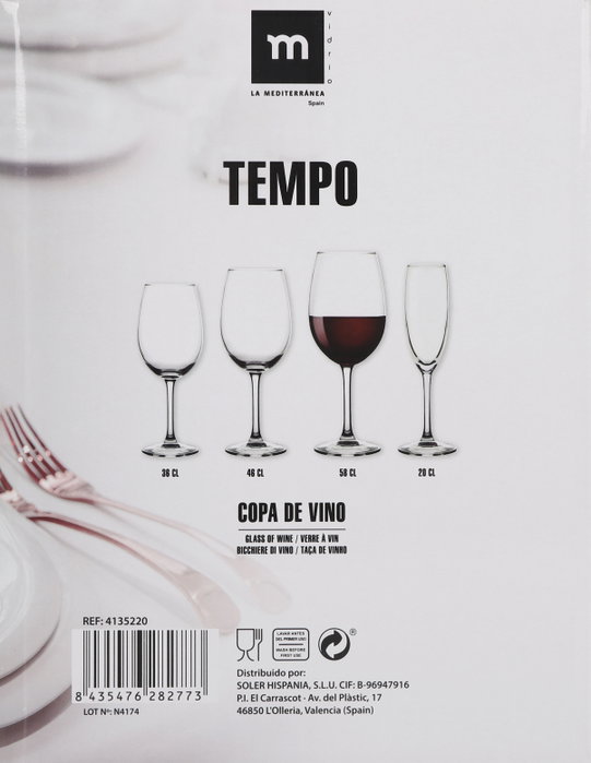 La Mediterranea Copa de Vino Tempo 58 cl (Pack de 24 unidades) تقد