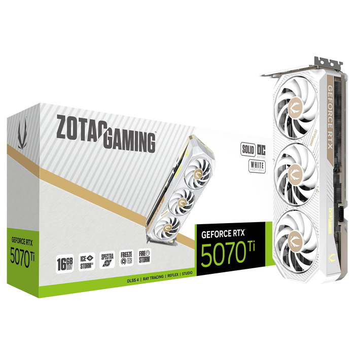Zotac RTX 5070 Ti 16GB GDDR7 SOLID CORE OC 3 Fan White Tarjeta Gráfica Zotac RTX 5070 Ti 16GB GDDR7 SOLID CORE OC 3 Fan White Tarjeta Gráfica