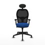 PIQUERAS Y CRESPO Alocén Silla de Oficina Sincro con Malla Negra y Asiento Azul
