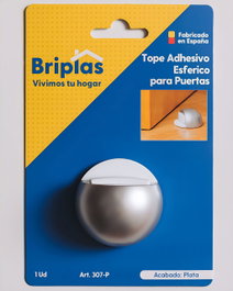 BRIPLAS Tope de Puerta Adhesivo Esférico Plata