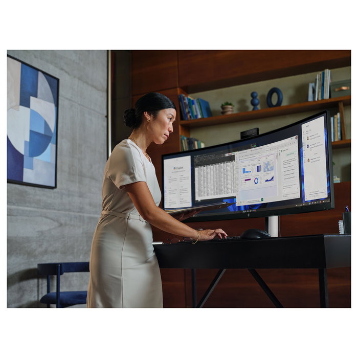 HP Series 5 Pro 549pm Monitor de videoconferencia Dual QHD Curvo 49 Pulgadas (124.5 cm), 5120x1440, 165 Hz, 5 MP, Altavoces, USB-C, HDMI 2.1, Negro