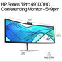 HP Series 5 Pro 549pm Monitor de videoconferencia Dual QHD Curvo 49 Pulgadas (124.5 cm), 5120x1440, 165 Hz, 5 MP, Altavoces, USB-C, HDMI 2.1, Negro