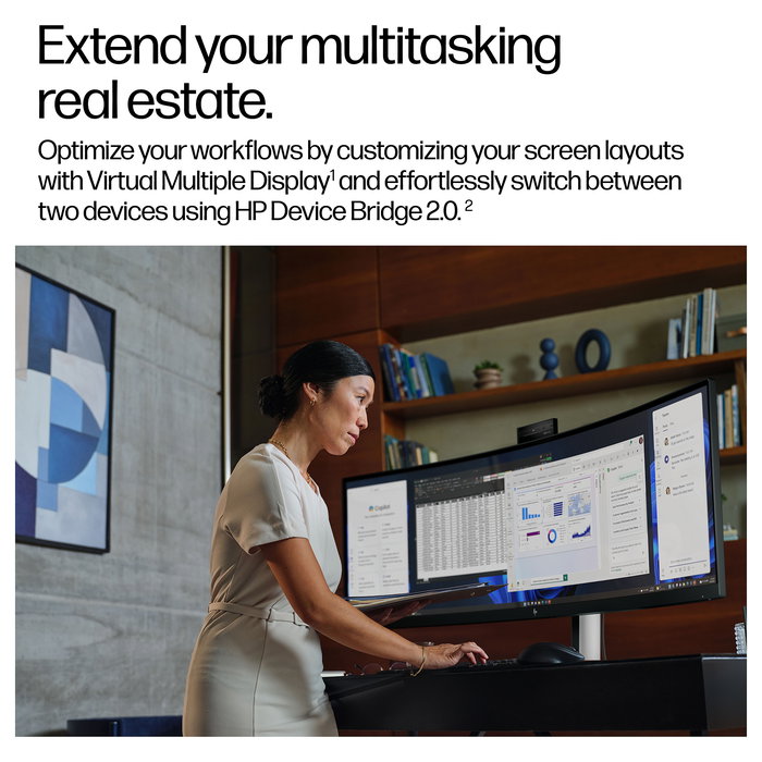HP Series 5 Pro 549pm Monitor de videoconferencia Dual QHD Curvo 49 Pulgadas (124.5 cm), 5120x1440, 165 Hz, 5 MP, Altavoces, USB-C, HDMI 2.1, Negro
