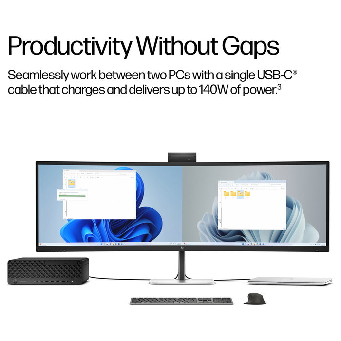 HP Series 5 Pro 549pm Monitor de videoconferencia Dual QHD Curvo 49 Pulgadas (124.5 cm), 5120x1440, 165 Hz, 5 MP, Altavoces, USB-C, HDMI 2.1, Negro