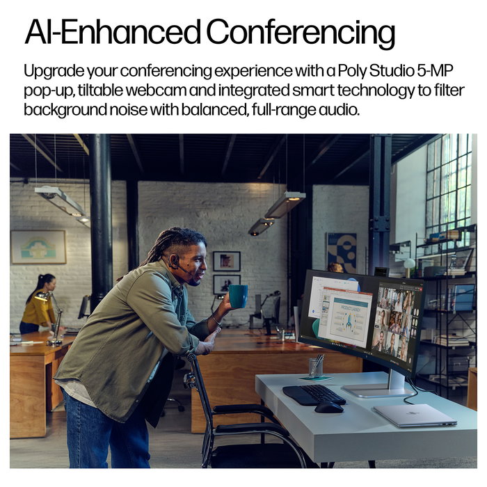 HP Series 5 Pro 549pm Monitor de videoconferencia Dual QHD Curvo 49 Pulgadas (124.5 cm), 5120x1440, 165 Hz, 5 MP, Altavoces, USB-C, HDMI 2.1, Negro