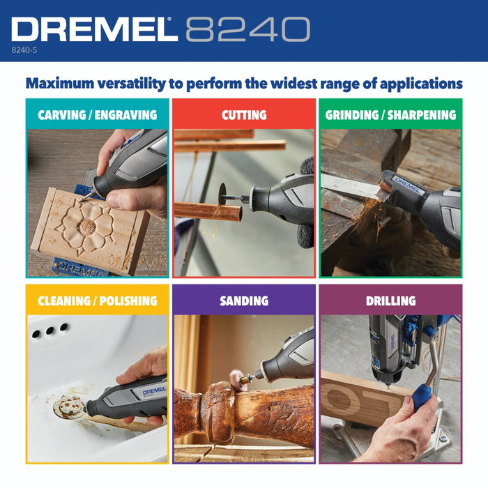 Dremel 8240 Multiherramienta inalámbrica 12V con batería de 2.0 Ah y 65 accesorios Dremel 8240 Multiherramienta inalámbrica 12V con batería de 2.0 Ah y 65 accesorios