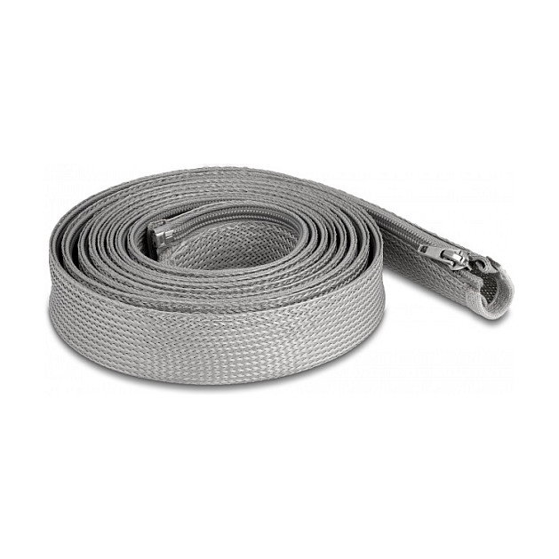 DeLOCK Manga trenzada con cierre de cremallera resistente al calor 3 m x 20 mm gris DeLOCK Manga trenzada con cierre de cremallera resistente al calor 3 m x 20 mm gris