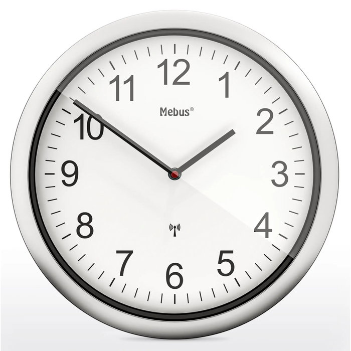 Mebus 19809 Reloj de pared controlado por radio blanco/plata Mebus 19809 Reloj de pared controlado por radio blanco/plata