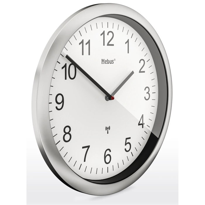 Mebus 19809 Reloj de pared controlado por radio blanco/plata Mebus 19809 Reloj de pared controlado por radio blanco/plata