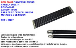 Flower Varilla Suelta M-12x140 cm para Erizo Deshollinador