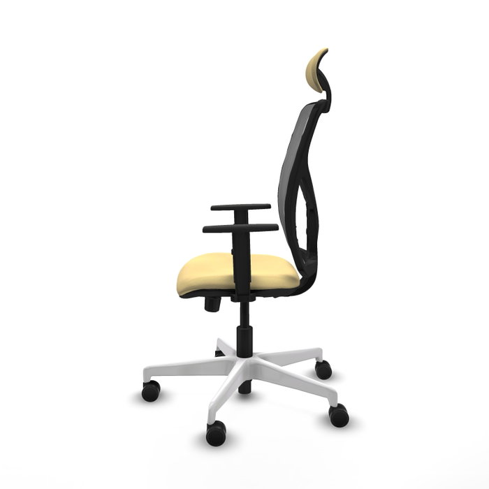 PIQUERAS Y CRESPO Silla de oficina Motilla con mecanismo Sincro/Traslack, Crema y Gris