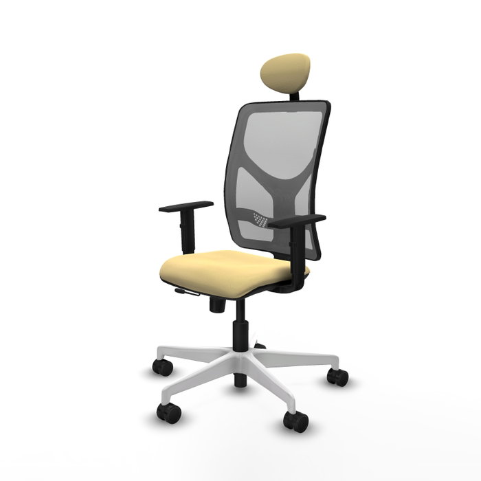 PIQUERAS Y CRESPO Silla de oficina Motilla con mecanismo Sincro/Traslack, Crema y Gris