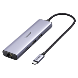 UGREEN UG60515 Base para Portátil y Replicador de Puertos USB-C, HDMI 4K 60Hz, USB 3.0, Ethernet Gigabit, Power Delivery 100W Gris