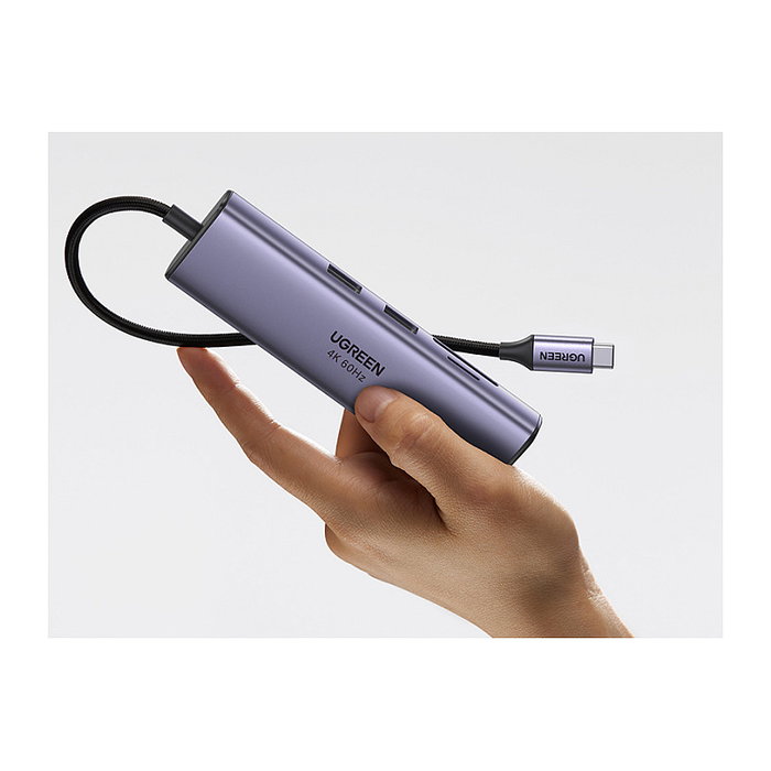 UGREEN Adaptador Multiport 7 en 1 60515 HDMI 4K 60Hz, USB 3.2, Ethernet y PD 100W Gris