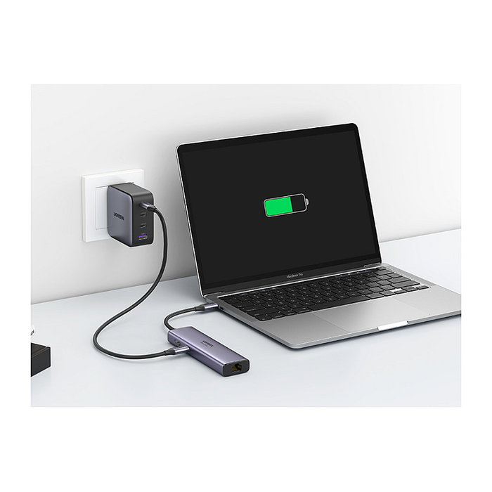 UGREEN Adaptador Multiport 7 en 1 60515 HDMI 4K 60Hz, USB 3.2, Ethernet y PD 100W Gris
