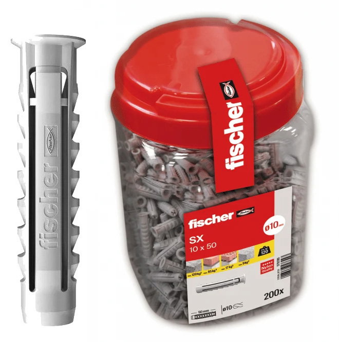 Fischer Taco SX Ø10 x 50 mm, Bote de 200 unidades
