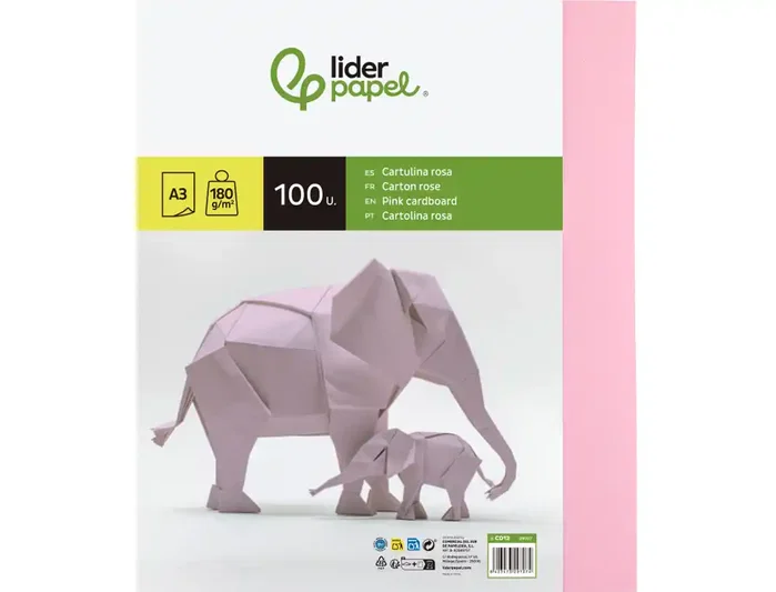 Liderpapel Cartulina A3 180g/m2 Rosa Paquete de 100 Hojas Escolar Liderpapel Cartulina A3 180g/m2 Rosa Paquete de 100 Hojas Escolar
