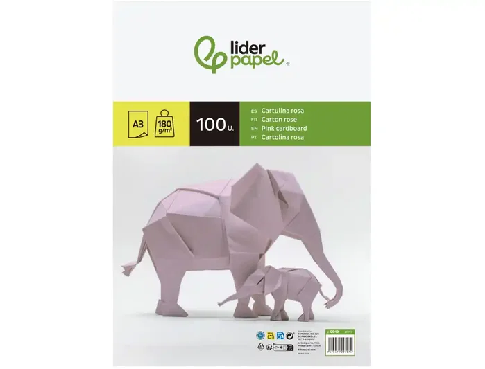 Liderpapel Cartulina A3 180g/m2 Rosa Paquete de 100 Hojas Escolar Liderpapel Cartulina A3 180g/m2 Rosa Paquete de 100 Hojas Escolar