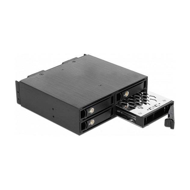 DeLOCK Bandeja para 4 Unidades SSD NVMe U.2 de 2.5 pulgadas en Bahía de 5.25 pulgadas con Bandejas Bloqueables - Negro