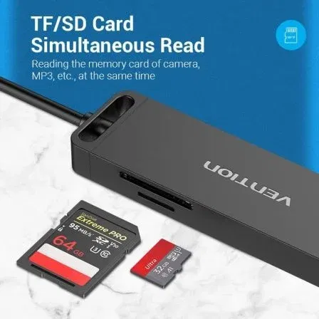 Vention CHVBB Hub USB 3.0 con 3 Puertos USB, 1 Puerto MicroUSB PD y Lector de Tarjetas Negro