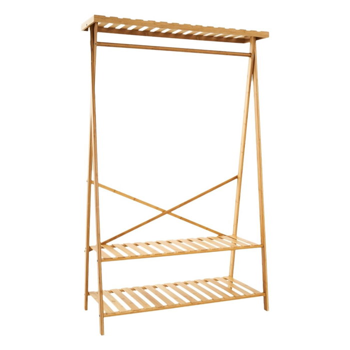 Perchero de Pie Natural Bambú 100 x 43 x 160 cm Perchero de Pie Natural Bambú 100 x 43 x 160 cm