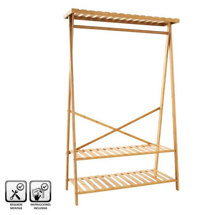 Perchero de Pie Natural Bambú 100 x 43 x 160 cm Perchero de Pie Natural Bambú 100 x 43 x 160 cm
