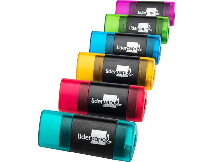 Liderpapel Goma de borrar triangular con sacapuntas, colores surtidos