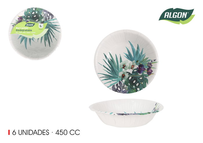 Algon Set 6 Bol Carton Tropic 450cc (18x4cm) (24 Unidades) Algon Set 6 Bol Carton Tropic 450cc (18x4cm) (24 Unidades)